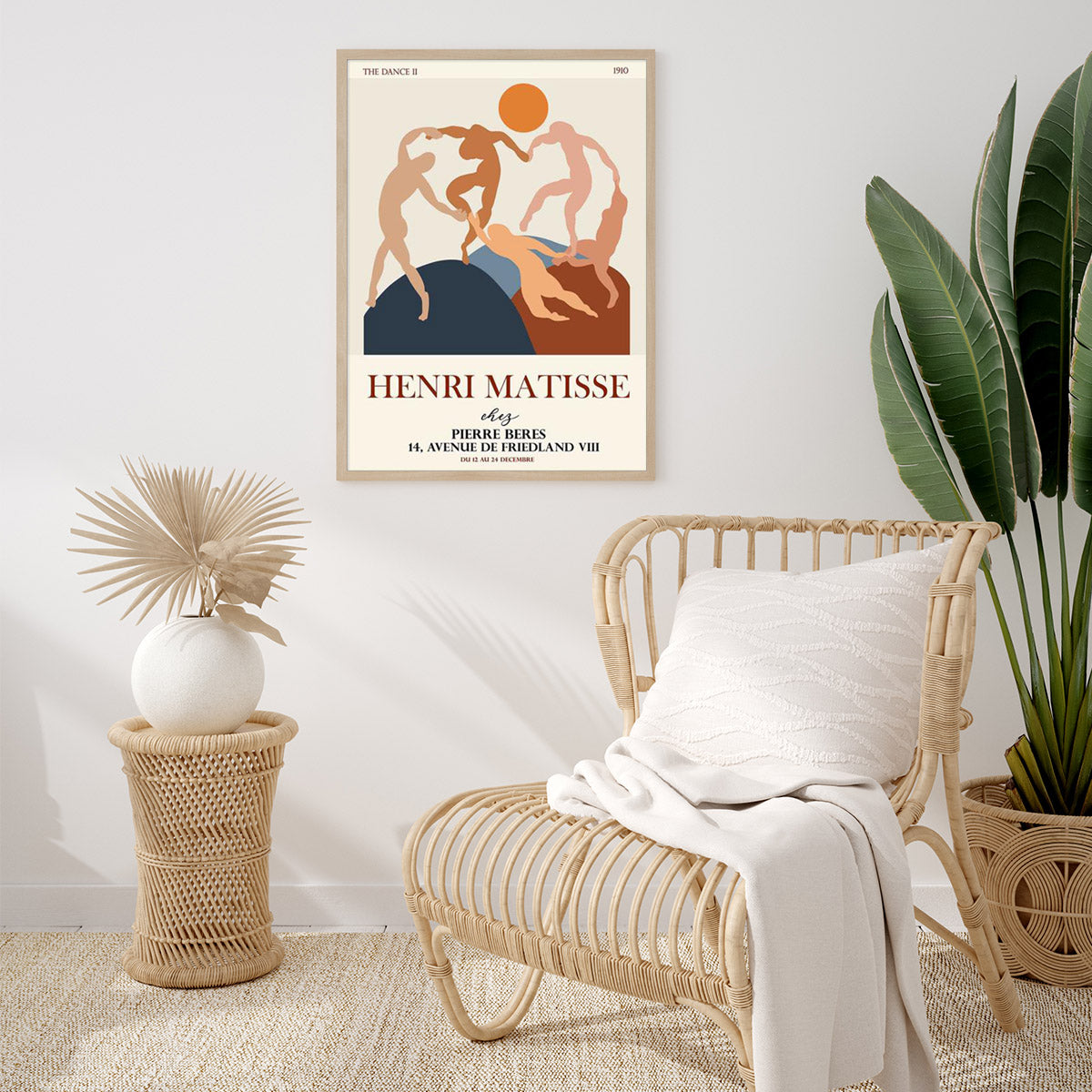 70cmx100cm Dancing by Henri Matisse canvas wall art framed in a floating wooden frame, showcasing vibrant colors and artistic design.